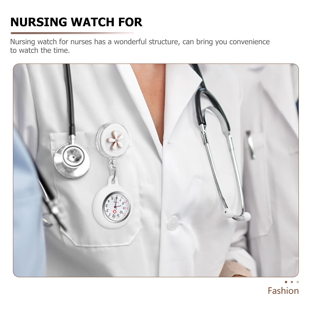 

2pcs Retractable Pocket Watch For Nurses Doctors Clip-On Fob Watch Digital Nursing Timepiece Small Women Work Accessories