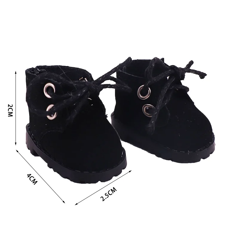 Sapatos de boneca de 4cm, adequados para boneca bjd de 17cm, acessórios, sapatos de lona, sapatos de couro, botas, presente para crianças