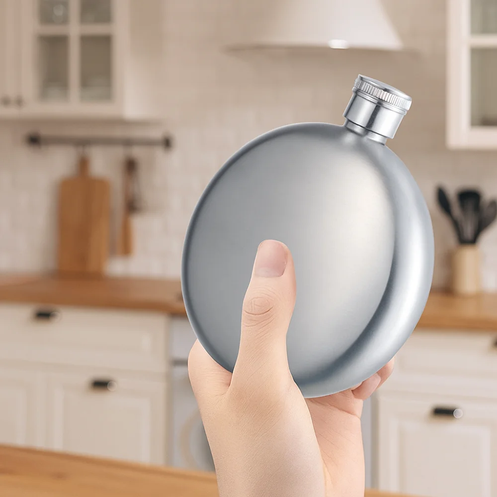 

Durable 5/8 Oz Round Whiskey Flask Stainless Steel Mini Liquor Bottle Leakproof Pocket Wine Flagon Outdoor