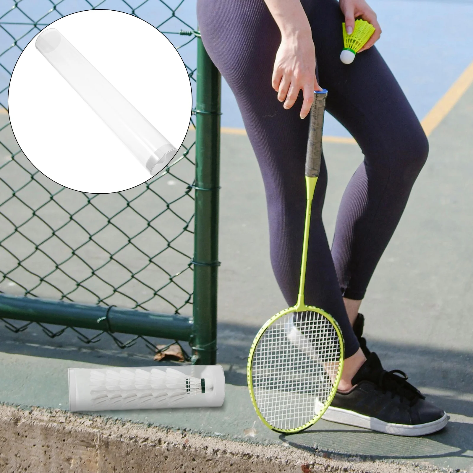 

1pcs Badminton Shuttlecocks Storage Tube Clear Portable Plastic Cylinder Holder For Indoor Outdoor Gym Use Lightweight Durable