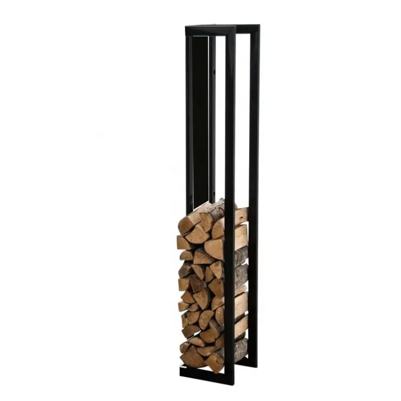 Modern Design Heavy Duty Easily Assembled Indoor and Outdoor Metal Firewood Log Holder Black Steel High Quality Powder Coating
