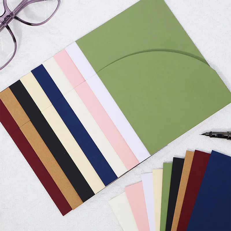 30pcs 18x13cm Green Envelope for Wedding Postcards Giftbox 250g Paper Invitations Message Small Business Letters Storage Bag