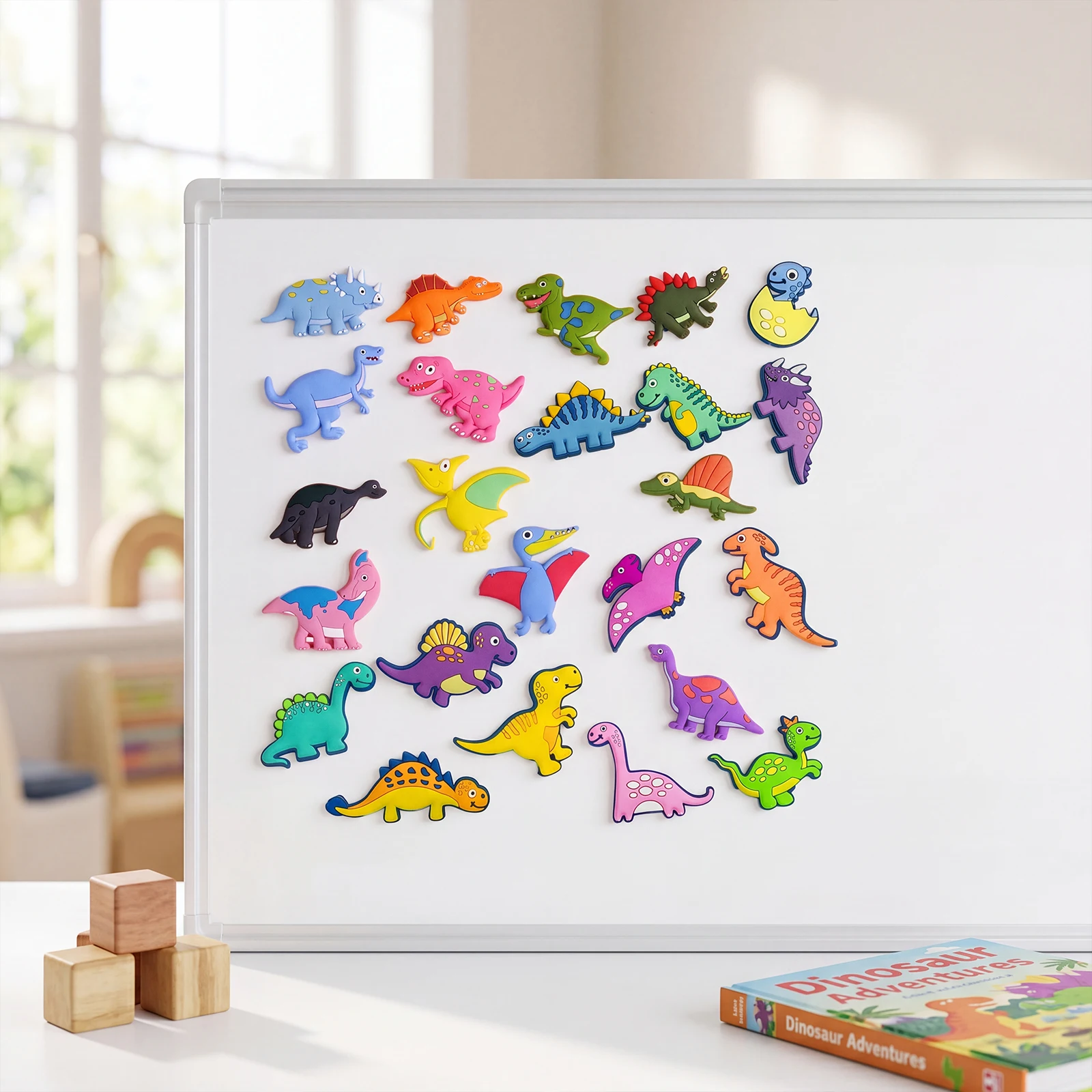 24PCS Style PVC Dinosaur Refrigerator Decorations Funny Animal Magnet Set Kawaii Home Room Decoration Supplies for Office Fridge