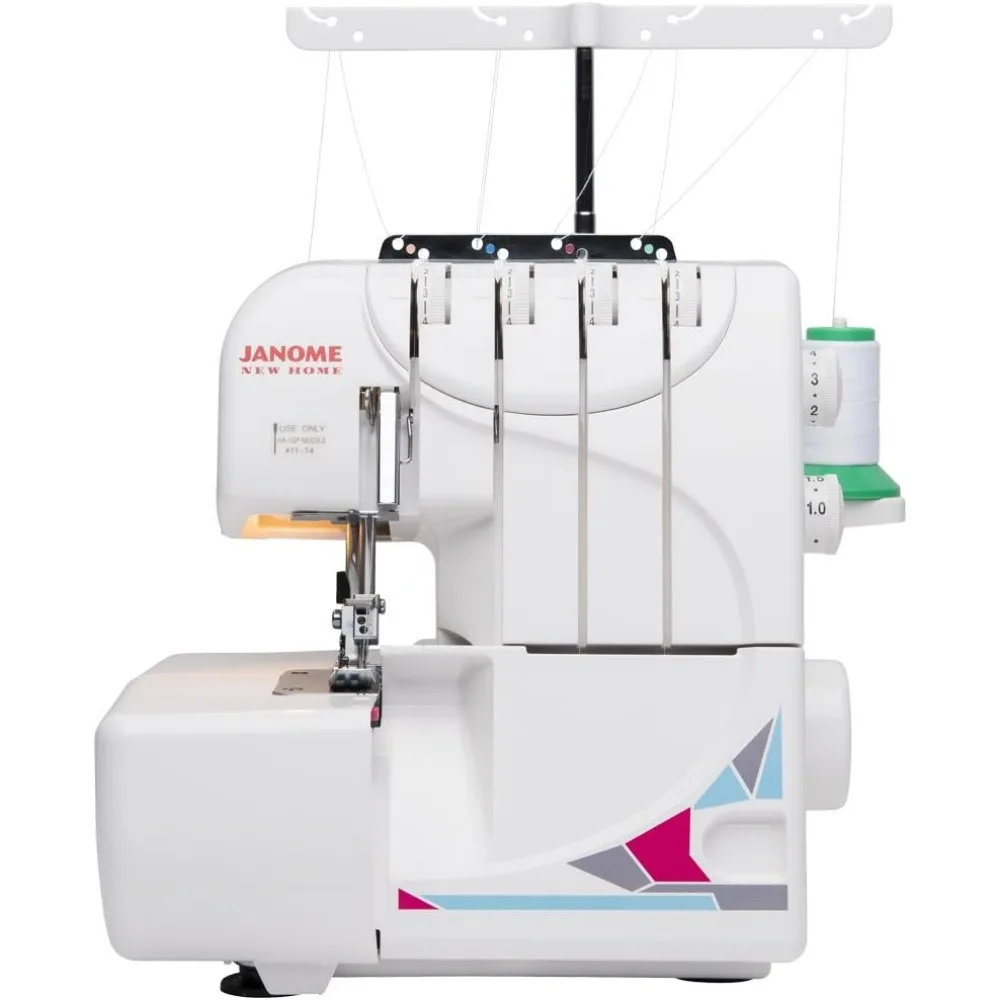 WHITE Janome MOD-8933 Serger con filettatura Lay-In, 3 e 4 fili convertibili con alimentazione differenziale