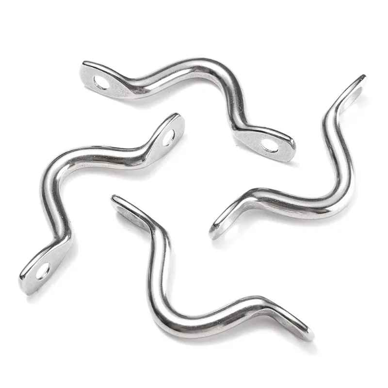 4pcs Boat Marine Tie Down Fender Hook Canopy Engines Accessories 316 Stainless Steel Handle 5mm Stainless Steel Wire Eye Strap