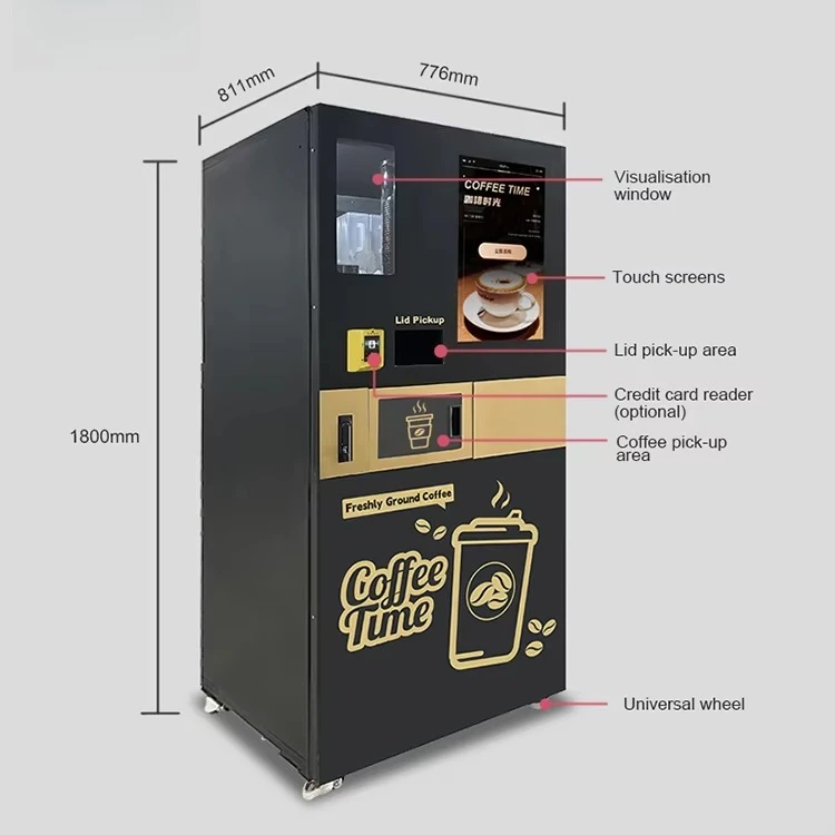 Freshly Ground Coffee Vending Machine Card Operated Coffee Vending Machine with Touch Screen