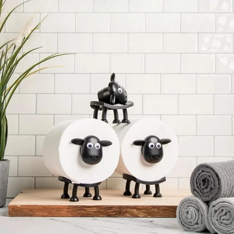

Adorable Sheep Toilet Paper Shelf Bathroom Organizer Modern Home Decoration Tissue Box Storage Functional Bath Accessories