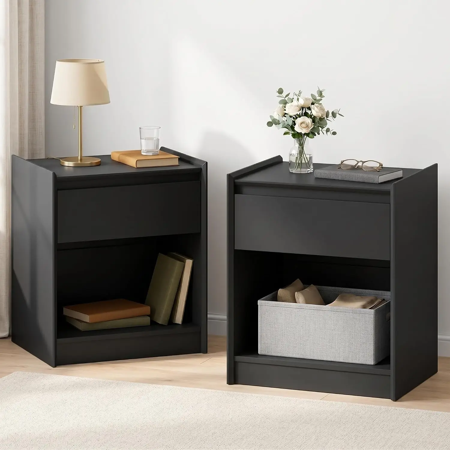Black Nightstand Set Of 2, 24