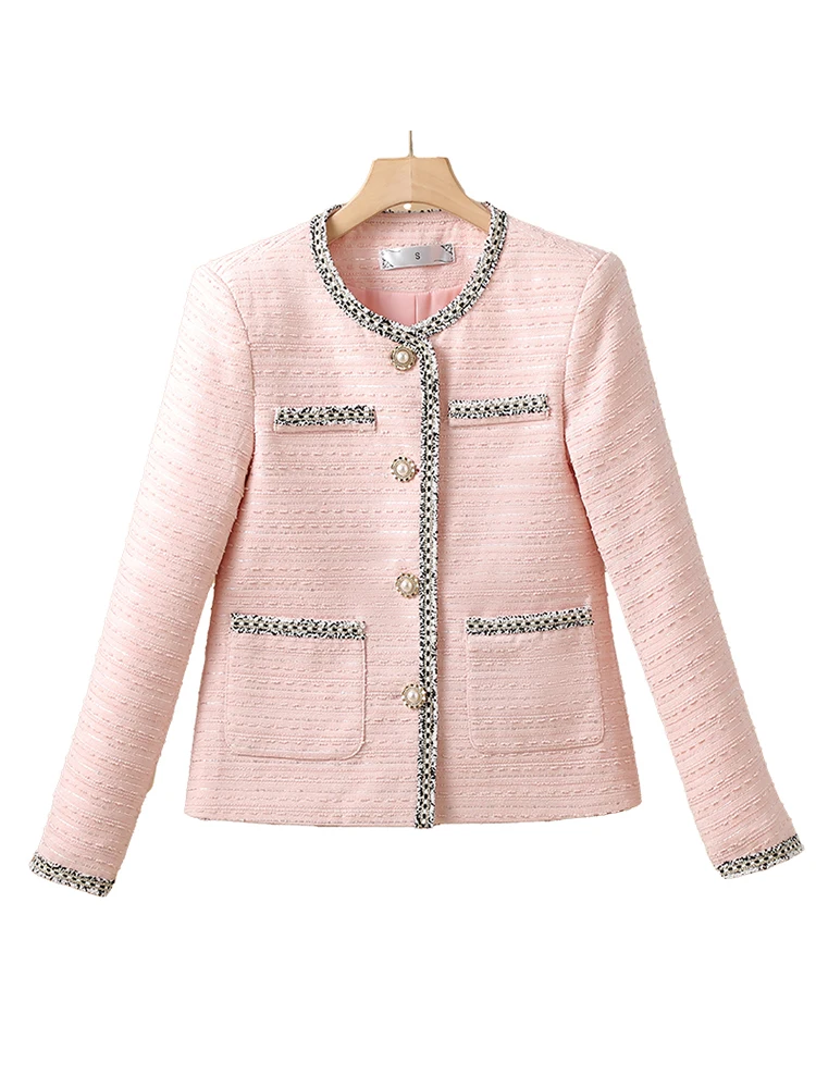 Moda donna Blazer donna rosa Beige nero o-collo femminile giacca Casual cappotto per l\'autunno inverno