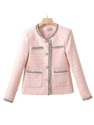 Moda donna Blazer donna rosa Beige nero o-collo femminile giacca Casual cappotto per l'autunno inverno