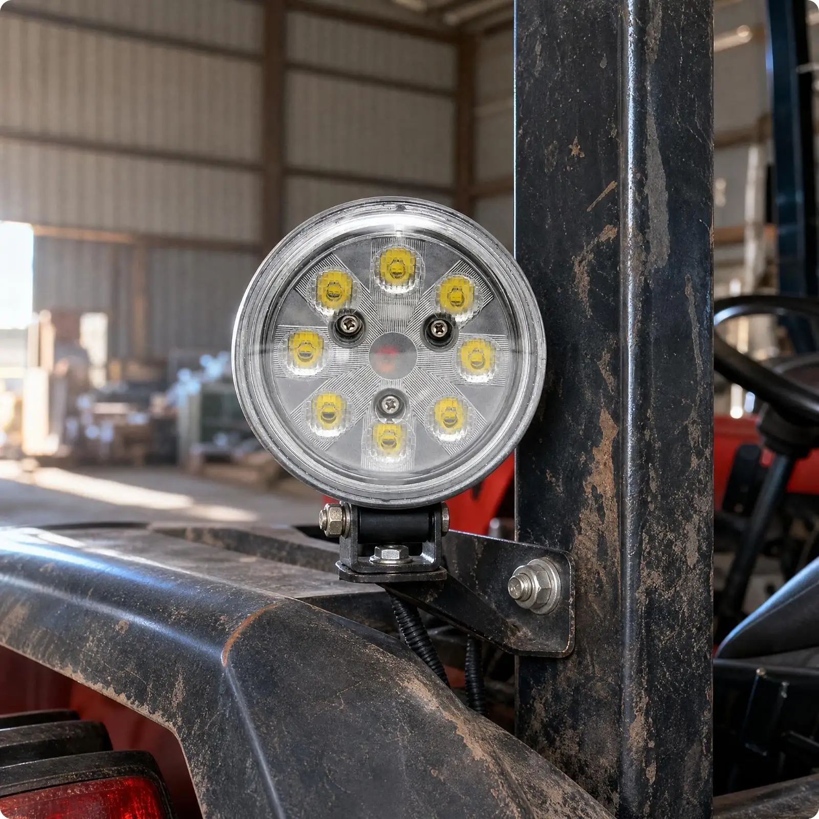 IP68 Waterproof Agricultural Vehicle Lamp 24W Round Work Light with Dual Beam for Utility Vehicle