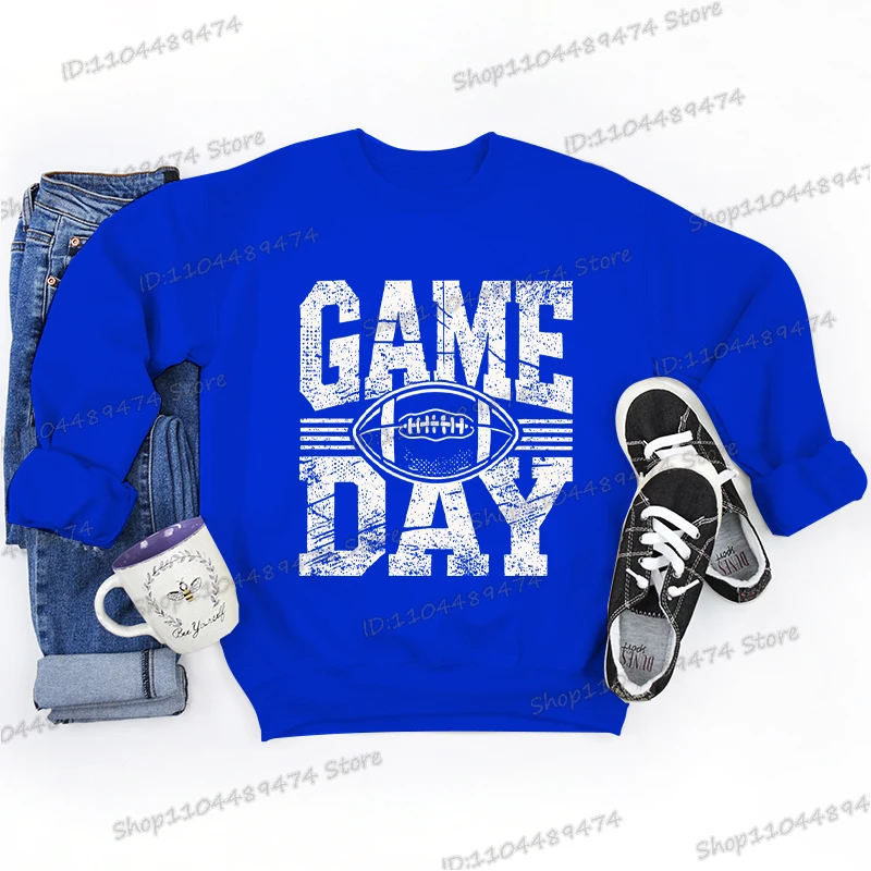 Game Day American Football Damenbekleidung Vintage Rugby Rugby Bedruckt Herbst Winter Pullover Fleece Fußball Sweatshirts Geschenke