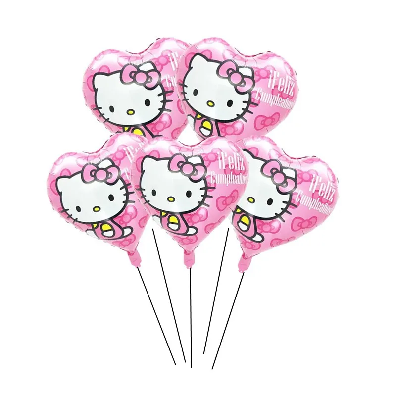 5pcs Pink Hello Kitty Aluminum Foil Balloon Girl Birthday Party Helium Air Globos Decoration Baby Shower Cartoon KT Ballon Toys