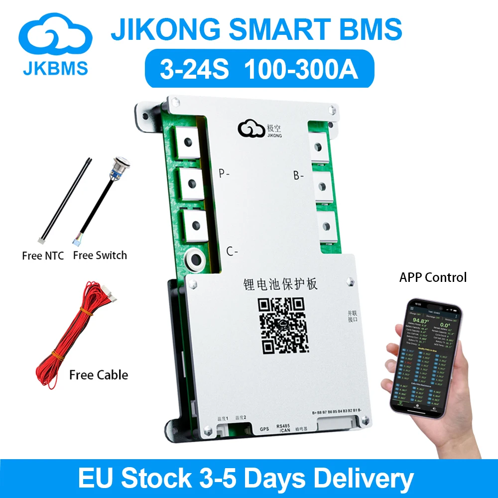 Smart JIKONG BMS Active Balance BMS 3S 4S 5S 6S 7S 8S 12V 24V 300A BMS for Li-ion Lifepo4 Lto Battery Balance Board Bluetooth BT