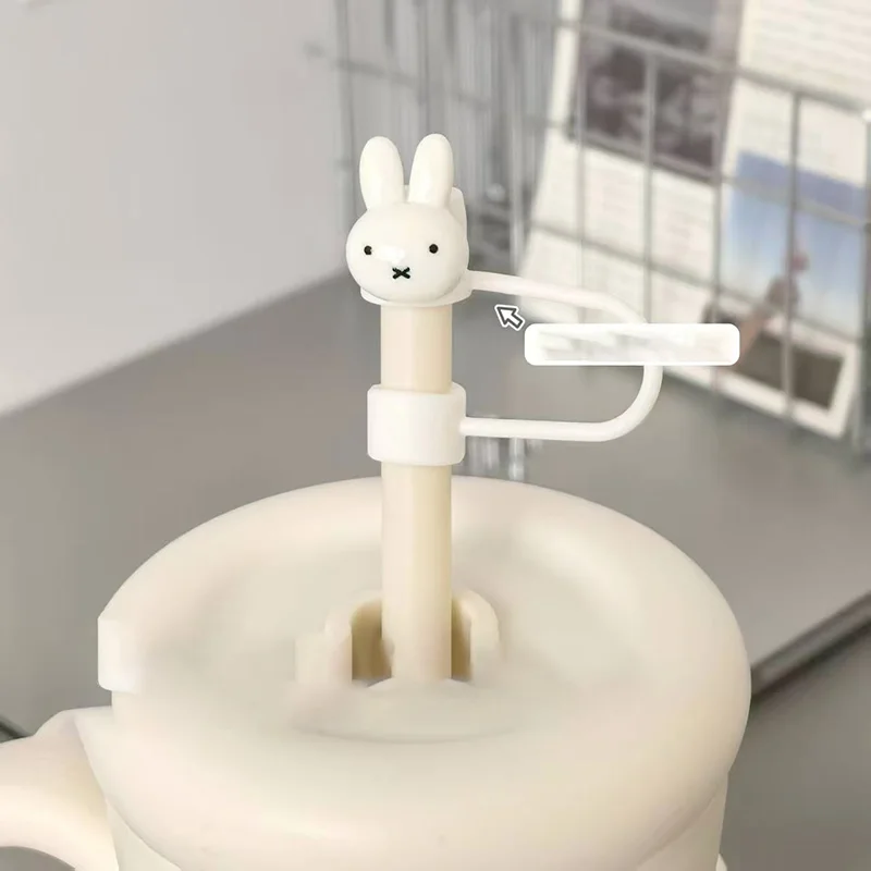 Kawaii الكرتون ميفي أرنب لطيف غطاء من القش الغبار برهان 10 مللي متر الحجم العالمي غطاء للحماية الكرتون ديكور ملحق الفتيات #2