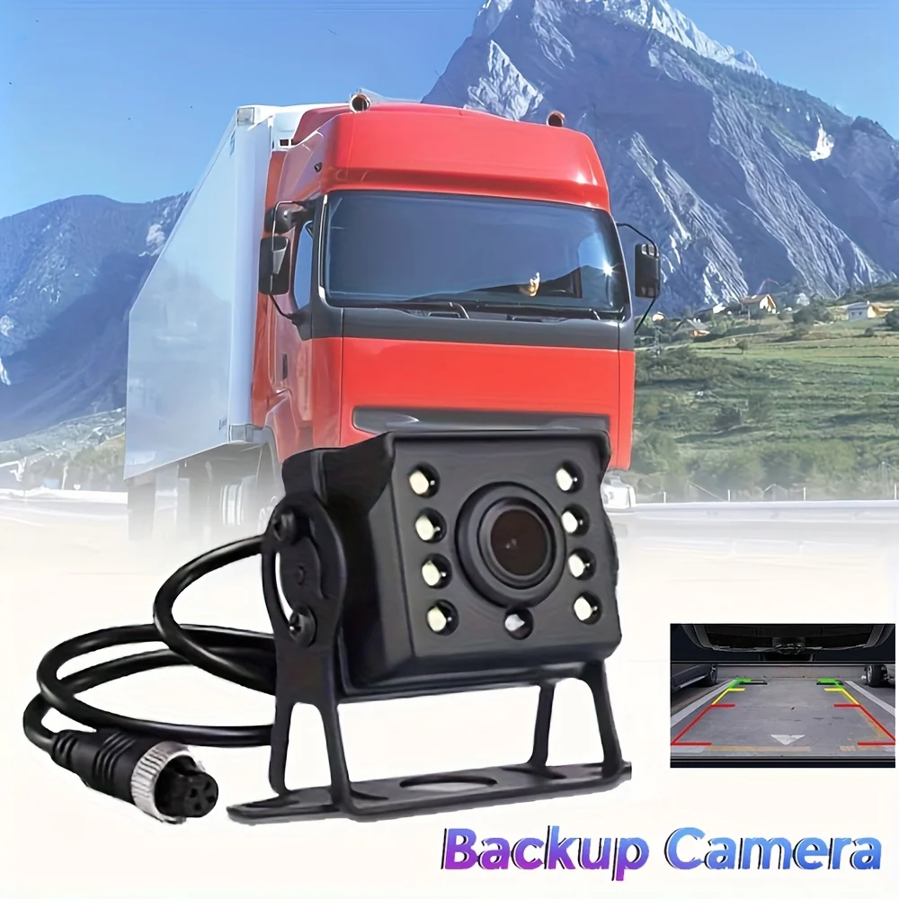 Heavy Duty 8 LED Reverse Backup Camera with Night Vision, Wide Angle Rear View, Parking Lines System for Trucks, Trailers, Buses