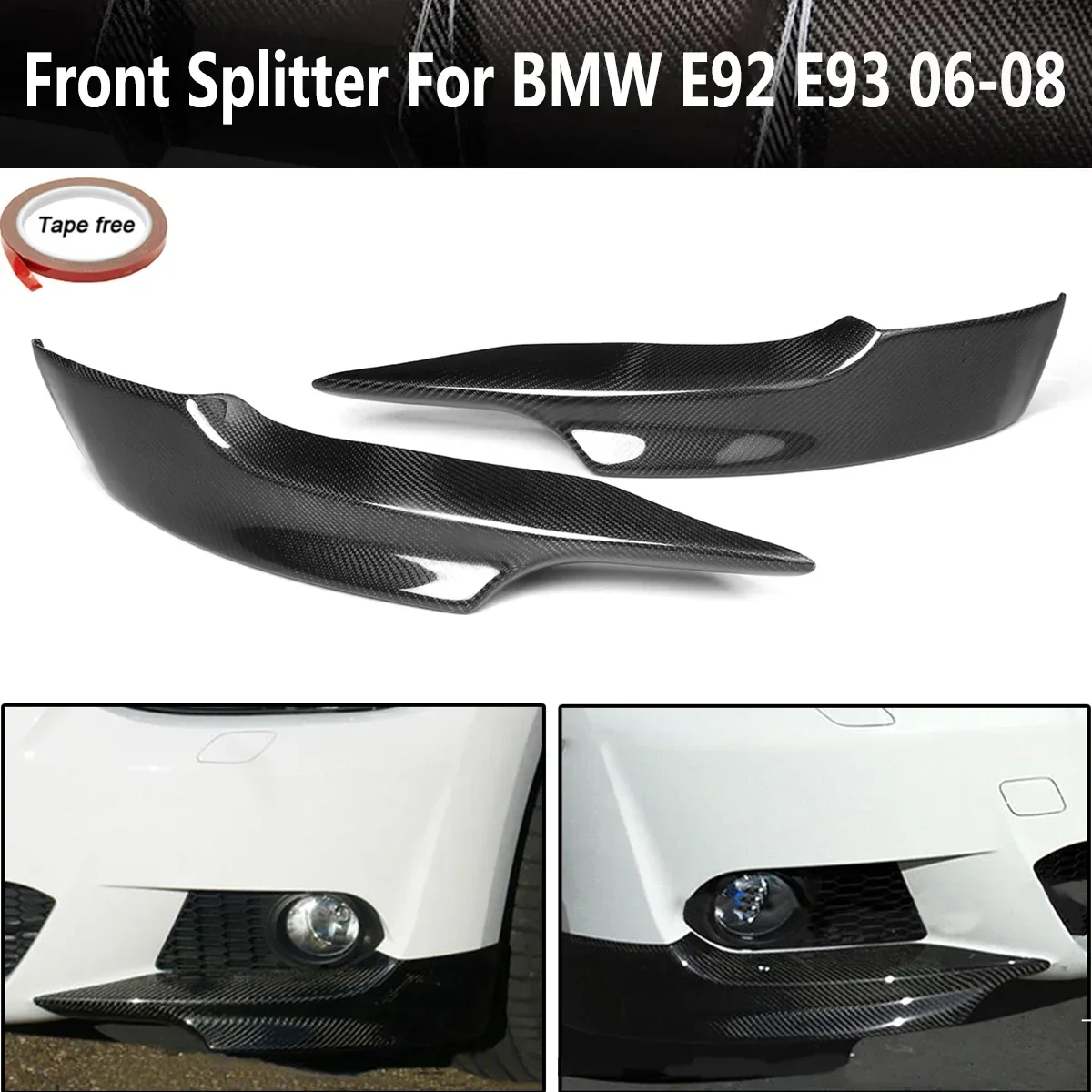 

2PCS Carbon Fiber M Sport Front Bumper Side Splitter Diffuser Lip for BMW E92 E93 2010-2013 PRE-LCI M Sport Bumper Body Kit