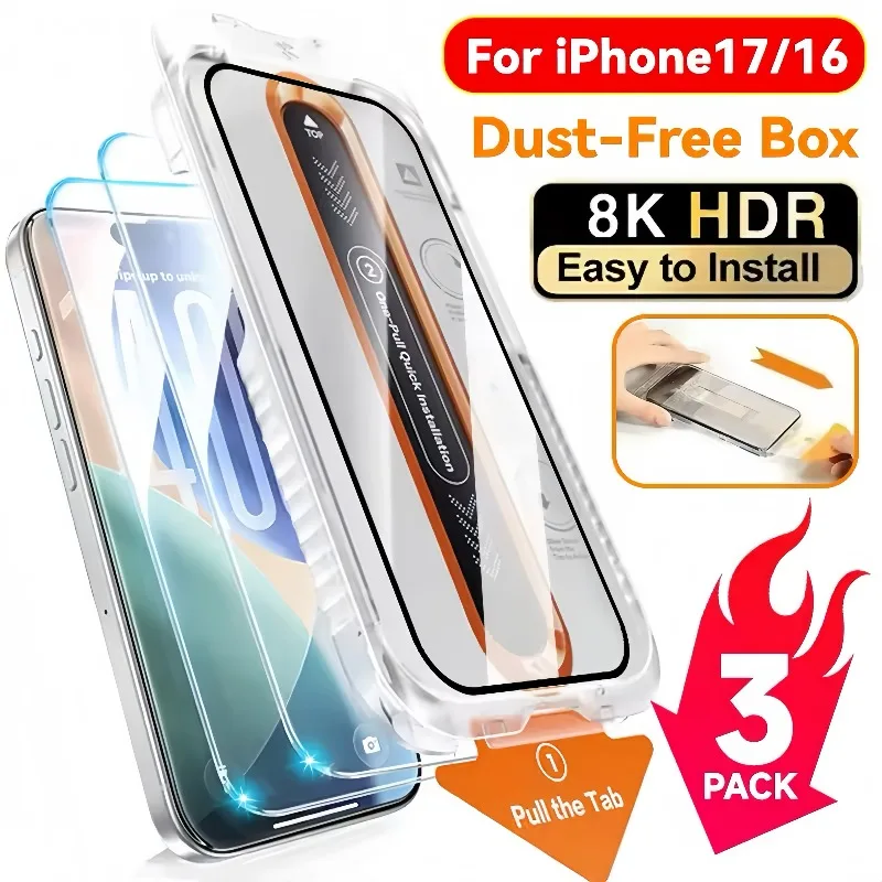 

9H+ Aerospace Tempered Glass Screen Protector for IPhone 17 16 Pro Max/17 Pro/17 Air Easy Installation Anti-scratch Film 17pro