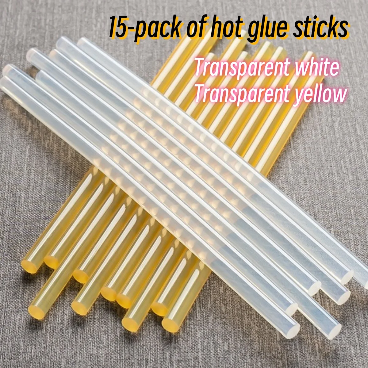 15-Pack Colorful Hot Glue Sticks, 7mm*100mm, Low Temp 70°C, Complete Color Range, Essential for DIY Crafts