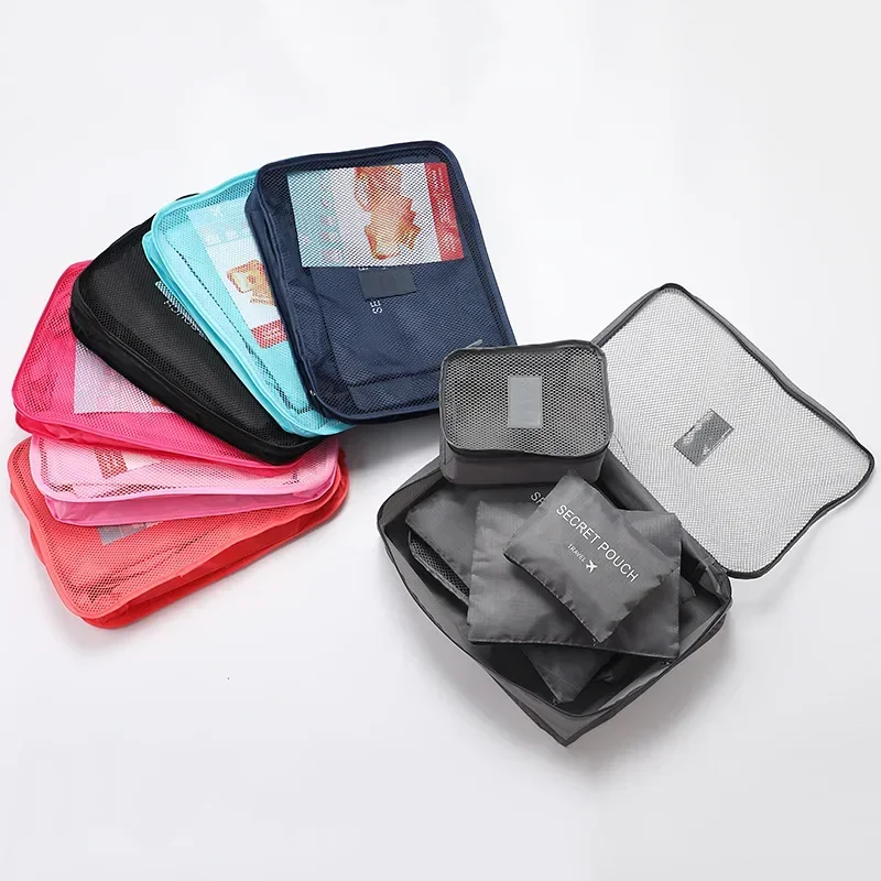 6/1pc sacos de armazenamento de roupas de viagem à prova dwaterproof água portátil organizador de bagagem bolsa embalagem cubo 9 cores estoque local