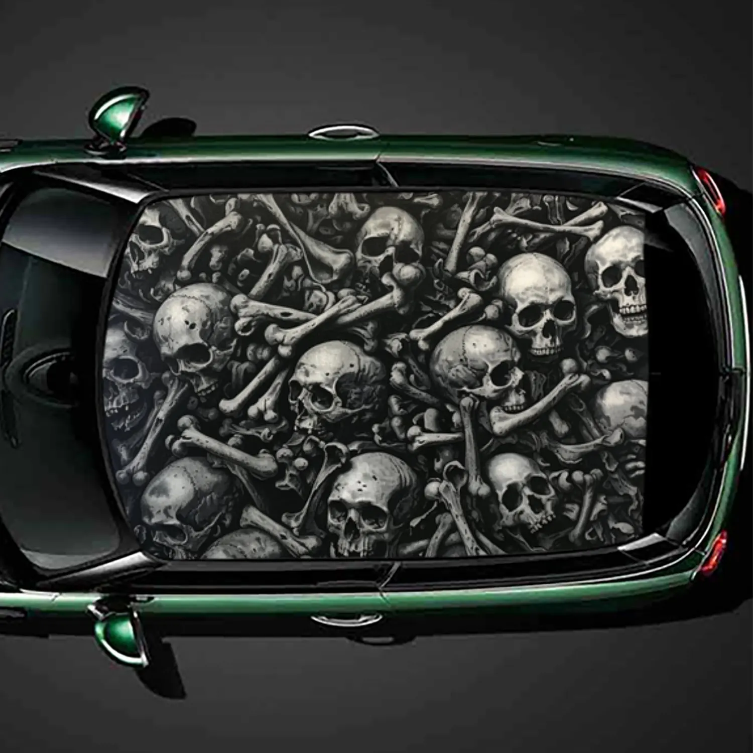 

Dark Skull Storm PVC Car Roof Vinyl Wrap, Self-Adhesive Waterproof Automotive Sticker, Anti-Scratch Decorative Film for Sedan/SU