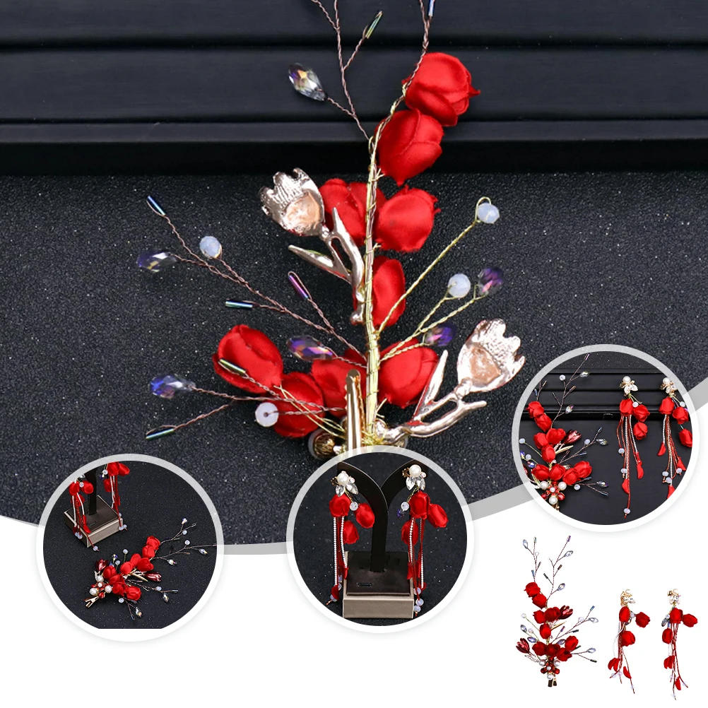 

Beautiful Bride Hair Jewelry Shiny Wedding Hairpin Stylish Earring Accessory For Ladies Girls