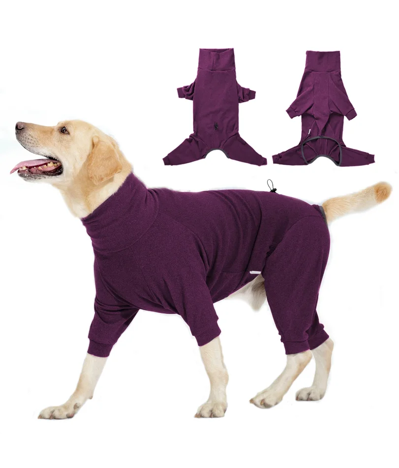

Windproof Warm Fleece Dog Clothes Winter High Collar Dog Overalls Jumpsuit for Large Dogs Adjustable Soft Undershirt with 4 Legs