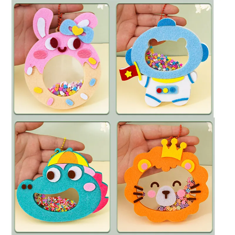 الإبداعية DIY الحيوان تهز قلادة الفن الحرفية الكرتون غير المنسوجة شاكر المفاتيح الحرف اليدوية للأطفال معجون اليدوية