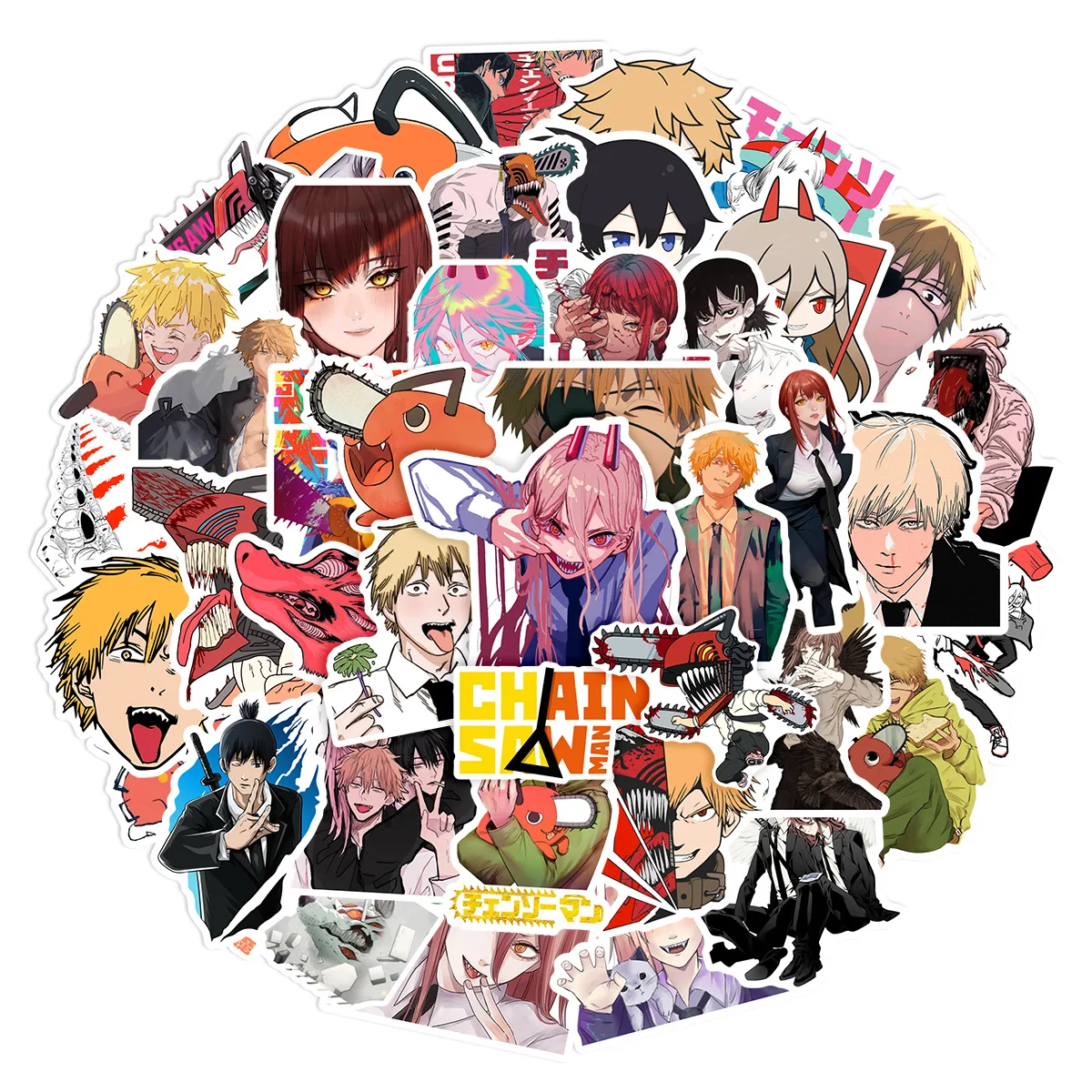 50Pcs Anime Chainsaw Man Series Graffiti Stickers Suitable for Laptop Helmets Desktop Decoration DIY Stickers Toys Wholesale