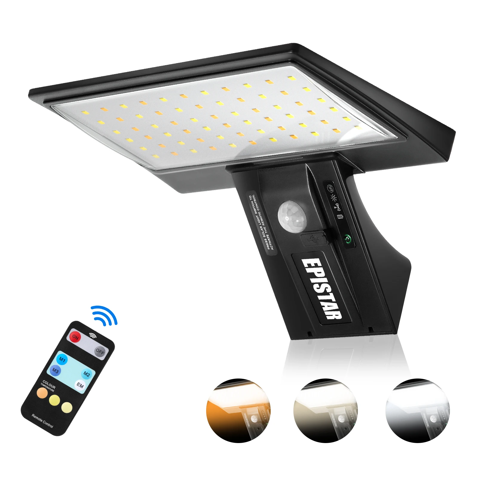 Solar Outdoor Lights 90LED Motion Sensor with Control 3 Color 4Modes Security Flood Waterproof Light for Porch Yard Garden 1