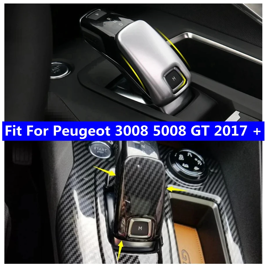 

Car Gear Head Shift Knob Handle Cover Trim Sticker Decor For Peugeot 3008 5008 GT 2017 - 2023 Matte / Carbon Fiber Accessories