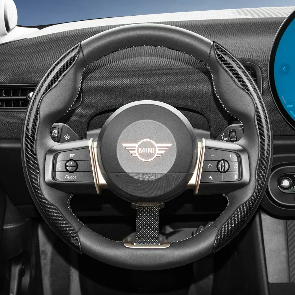 Suitable for Mini Carbon Fiber Texture Steering Wheel Cover with Segmented Quick-Release Design, Durable
