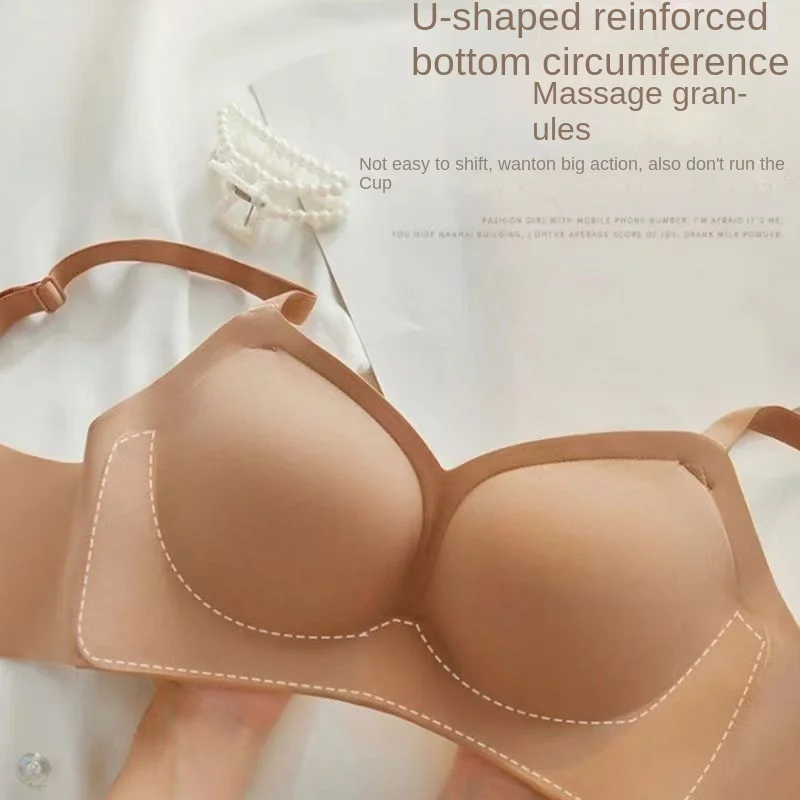 Externally Expanded Bra for Women, Small Chest, Flat Chest, Gathered Without Steel Rings, No Marks, and Large Bra, Thickened