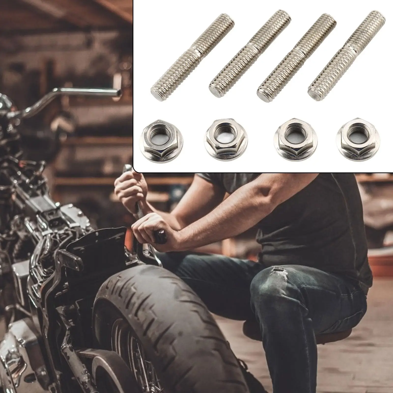 4Pcs Motorcycle Exhaust Screws Nuts Easy Installation for Sportster