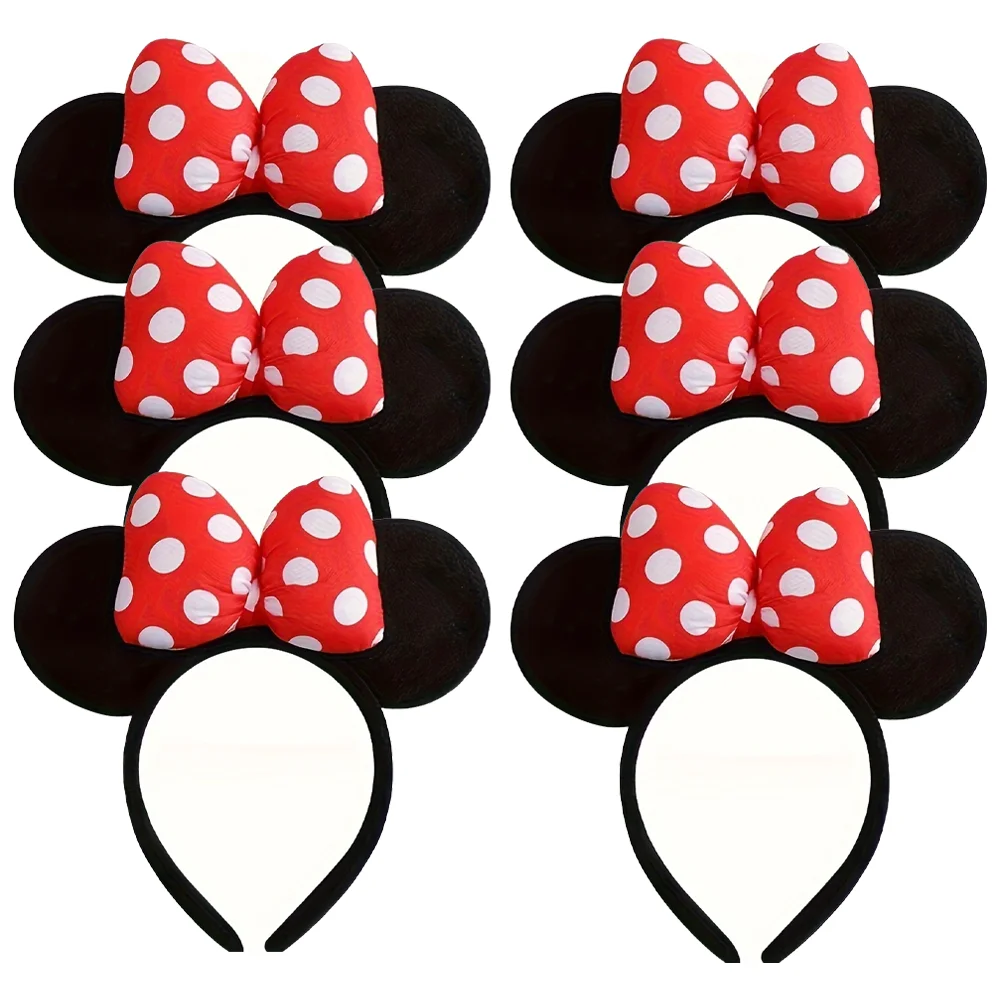 Conjunto de 6PCS de Tiara de Cabelo Mickey, Acessórios de Cabelo Multifuncionais