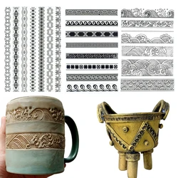 3 sheet Chinese Antique Style Ceramic Texture Stamp for Clay Imprinting Embossing Ceramic Pottery DIY Craft tool Supply