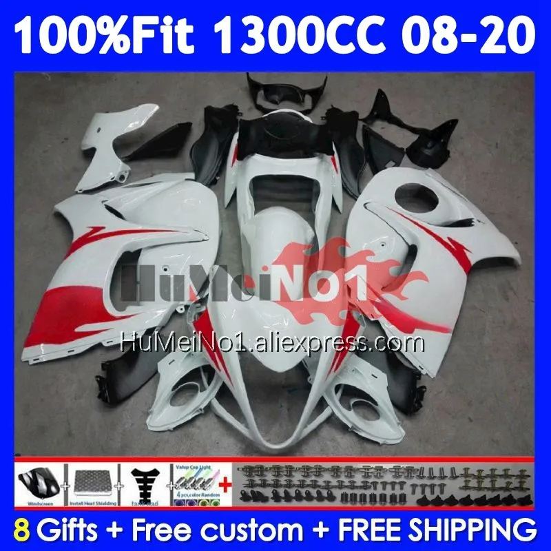 Fairing For SUZUKI GSXR 1300 Hayabusa GSXR-1300 White red 127No.74 GSXR1300 2008 2009 2010 2011 2012 2013 14 15 16 17 18 19 20