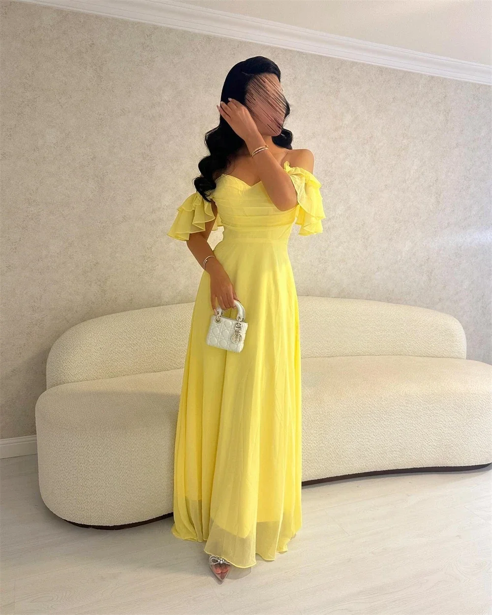 Customized Saudi Arabia Formal Evening Gown Shoulder Girdle Anke Length Vertically Tulle Bespoke Occasion Dresses Prom Dre