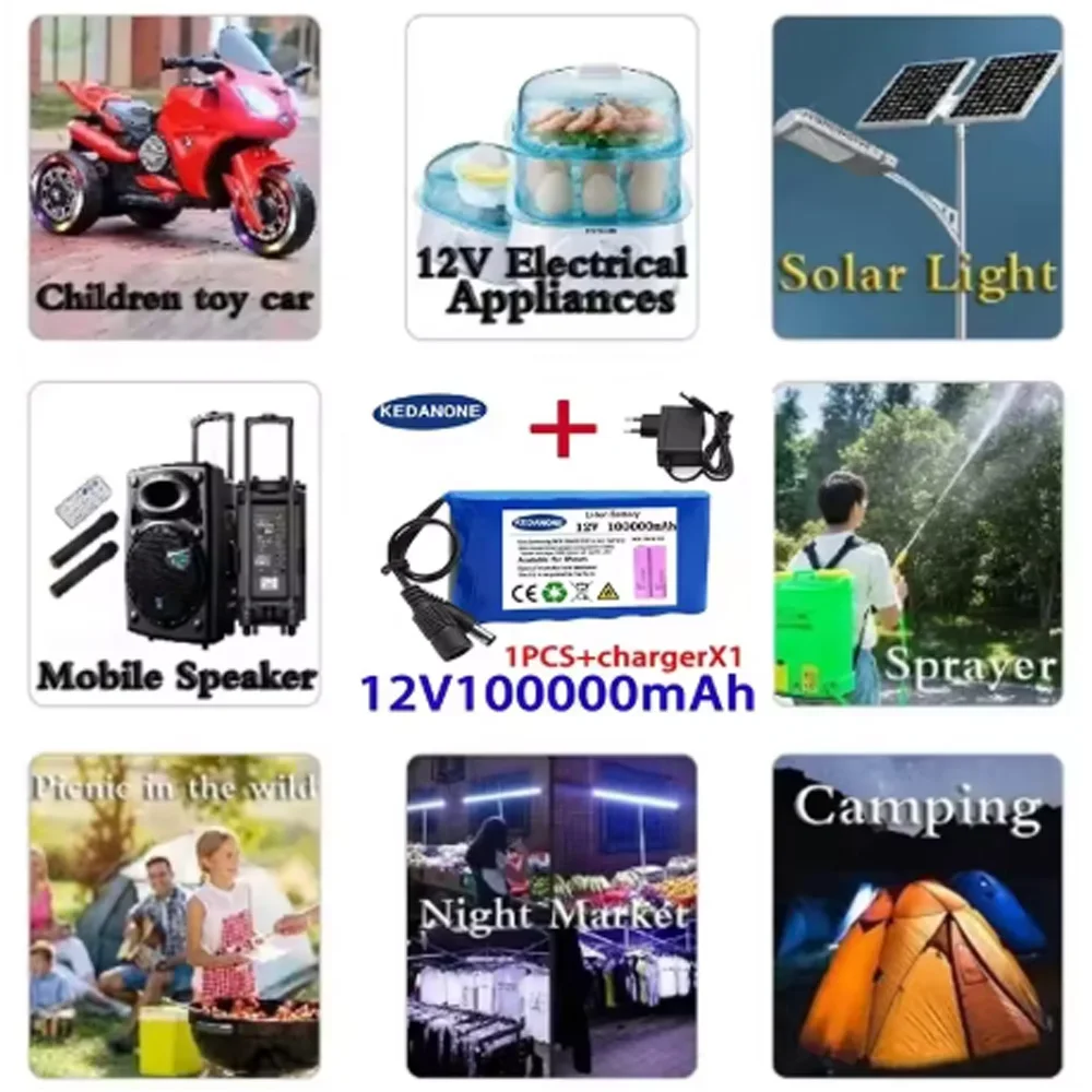 

NEW 18650 3S2P 12V 30000mah Battery Rechargeable Lithium Ion Battery Pack,For DC CCTV Cam Monitor+12.6V Charger