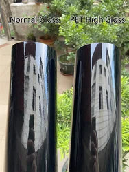 PET Ultra Glossy Black Vinyl Wrap Film No Orange Peel Car Stickers Air Bubble Free For Vehicle Chrome Trim Roof Wing Pillar