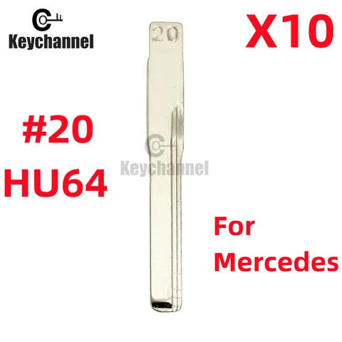 Запасной металлический ключ № 20 KD 5/10 шт., заготовка для ключа Mercedes Benz серии C Card, автомобильный пульт дистанционного управления, складной ключ HU64