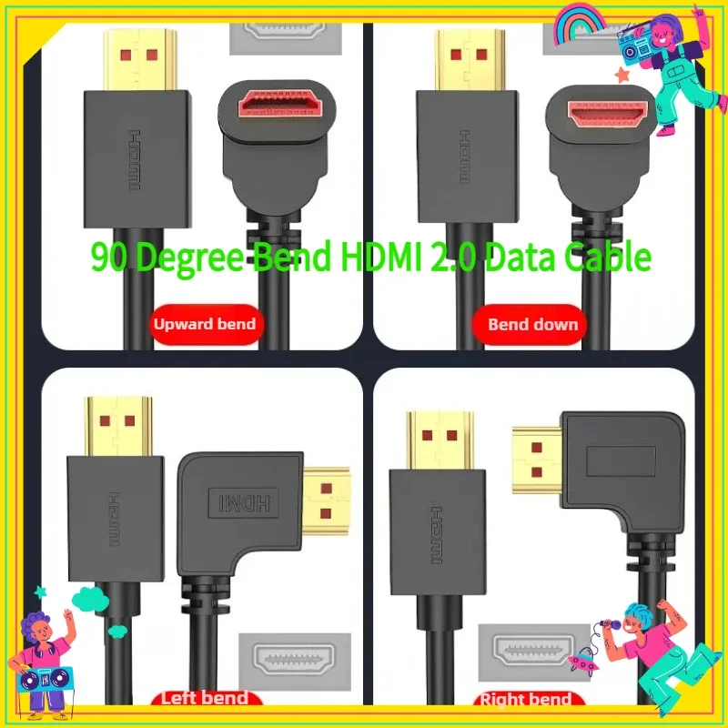

4K High-definition Cable, HDMI Cable, 90 Degree Bend HDMI 2.0 Data Cable, Computer TV Set-top Box Video Cable Cable Connector