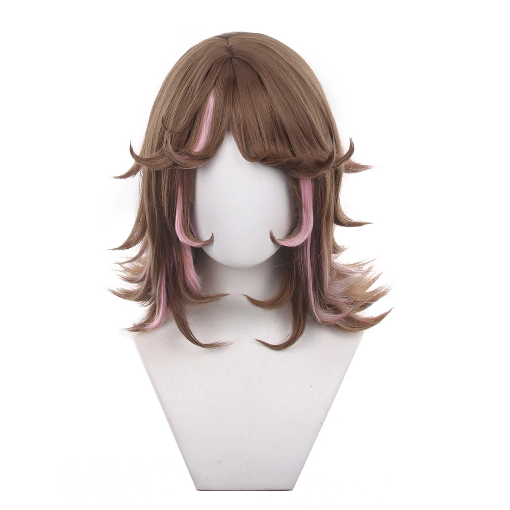 Rabbit Barmaid Cosplay Wig 32cm Brown Pink Heat Resistant Synthetic Hair Demi Bourbon Role Play Wig Halloween Costumes Accessori