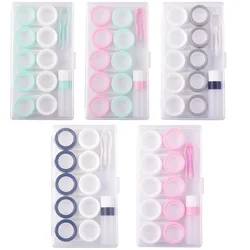 5Pairs Contact Lens Partner Case Eye Contact Lens Box Women Travel Color Contact Lenses Case Soak Container Lenses Box