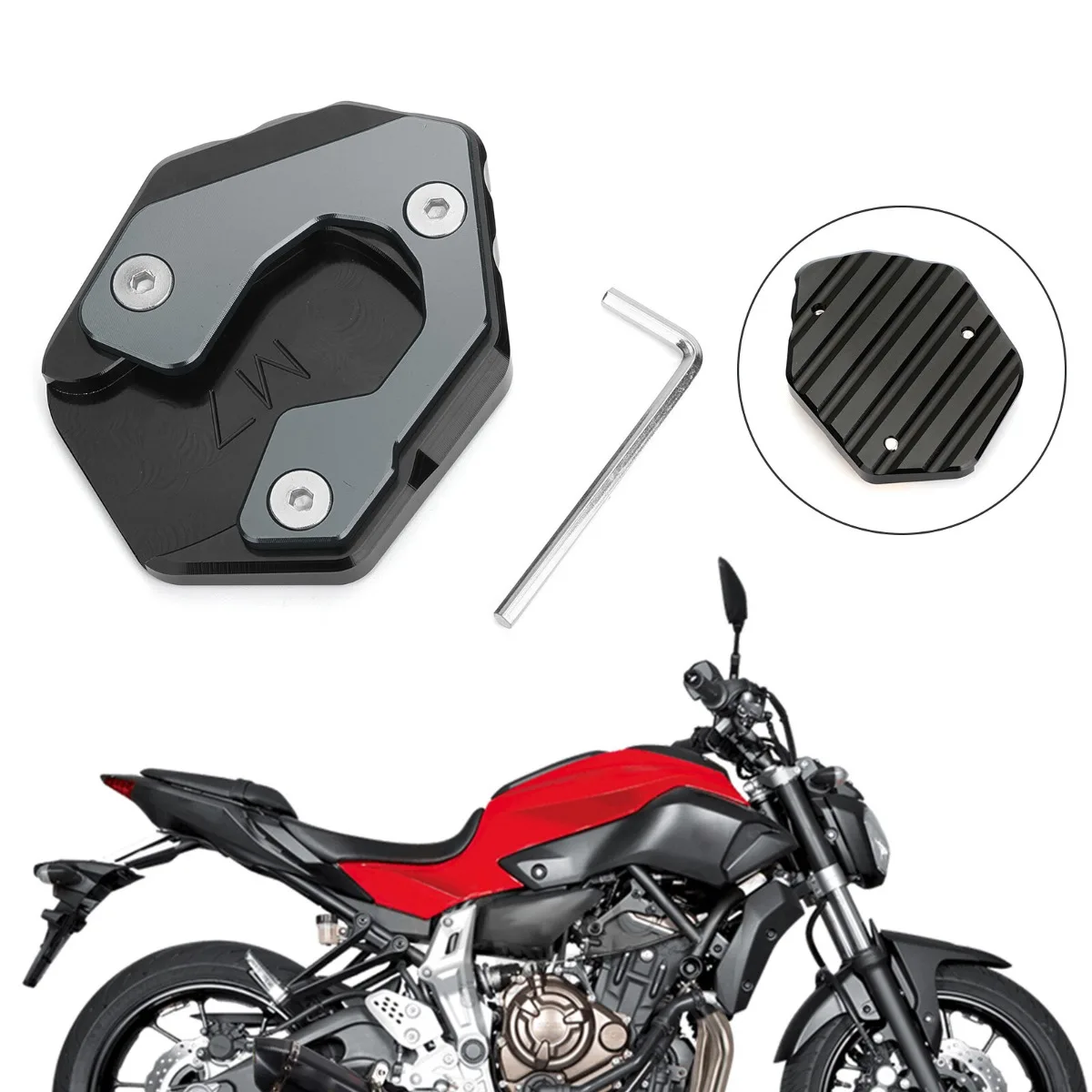 ヤマハ-mt-07-fz-07-用サイドスタンドエクステンションキックスタンド拡大プレート-タイタンカラー-交換用アクセサリー