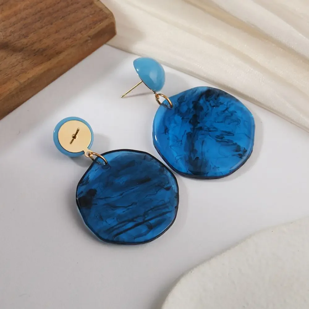 Personlaity Irregular Acrylic Stud Earrings Exaggerated Design Green Blue Big Earring For Fashion Trend Women Jewelry