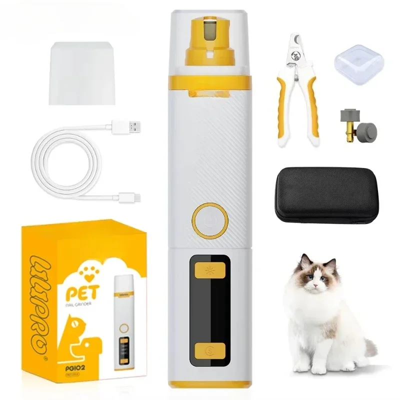 PG102 3-Speed Professional Rechargeable Electric Pet Nail Grinder with Led Light Quiet Electronic Clipper for Dog Cat