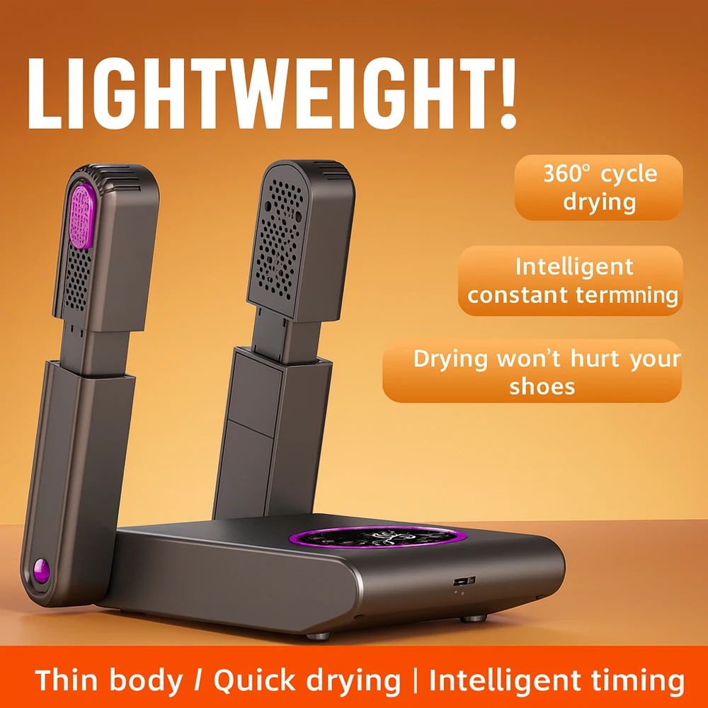 

Black Arm Telescopic Shoe Dryer With Timer Fast Drying Deodorizing Folding Electric Boot Dryer Portable Household 150W 220V