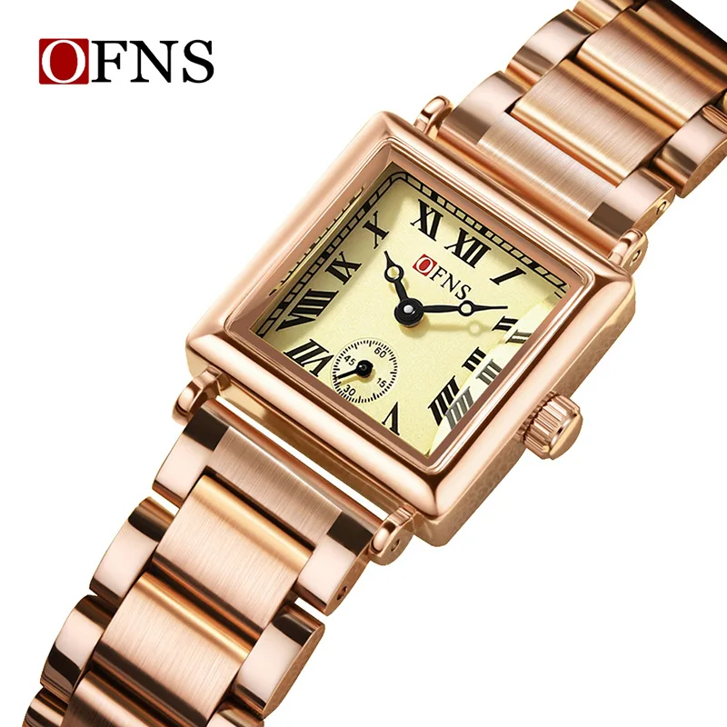 OFNS Fashion Retro Women's Quartz Watch Business Rest Versatile Roman Scale 3ATM Waterproof Gift Manufacturer Straight Delivery