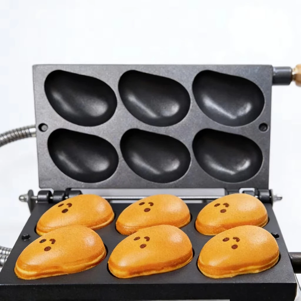 Digital 6pcs Mango Waffle Maker, Strange Fruit Waffle Machine, Double-sided Heating, Snack Making, Non-stick Plates, Easy to Use